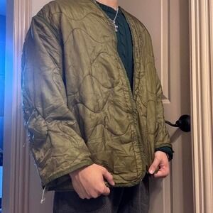 Vintage green military linear over shirt jacket